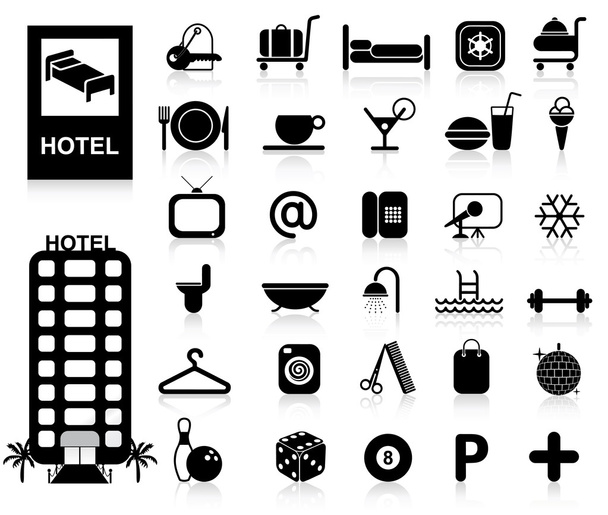 Hotel iconen set - vector - Vector, afbeelding