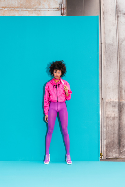 fashionable african american girl with popsicle  - Фото, зображення
