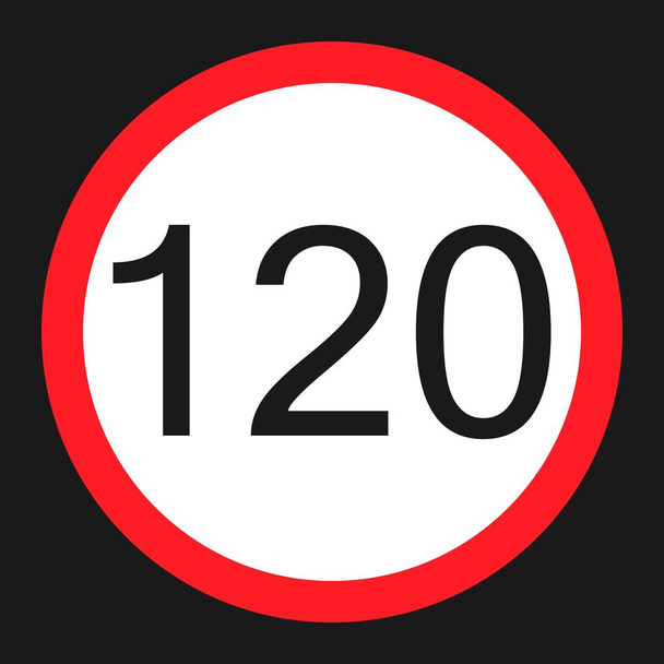 Maximumsnelheid 120 teken platte pictogram - Vector, afbeelding