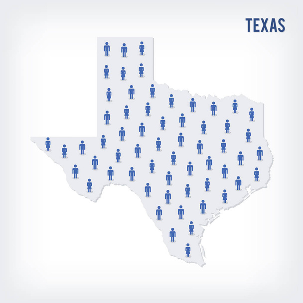 Carte du peuple vectoriel de l'État du Texas. Le concept de population. Peut être utilisé pour les présentations, la publicité, l'infographie et la visualisation des statistiques
. - Vecteur, image