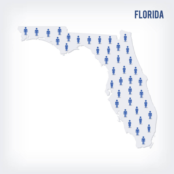 Vector mensen kaart van van de staat Florida. Het concept van de bevolking. - Vector, afbeelding