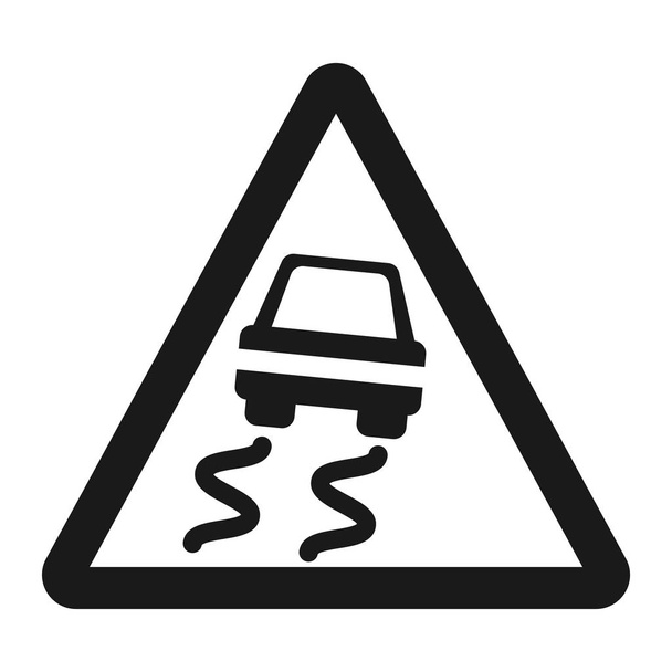 Slippery road sign line icon - Vector, Image