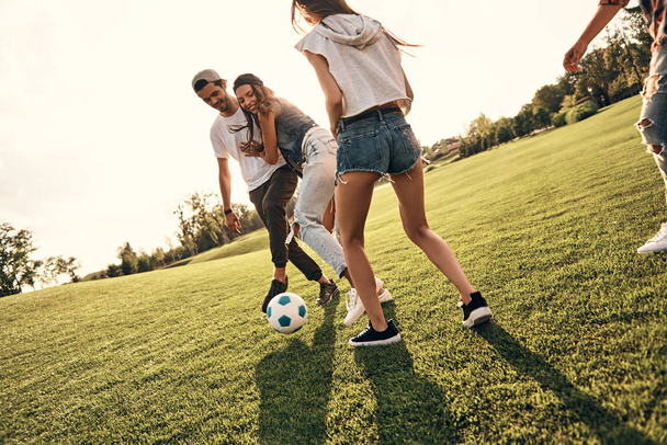 best friends playing football  - Photo, Image