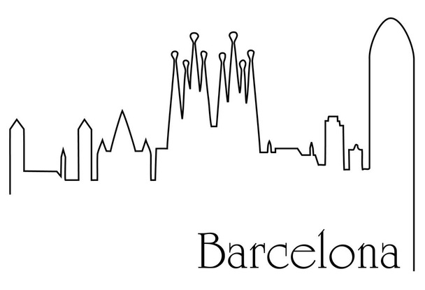 Barcelona city one line drawing background - Vector, Image