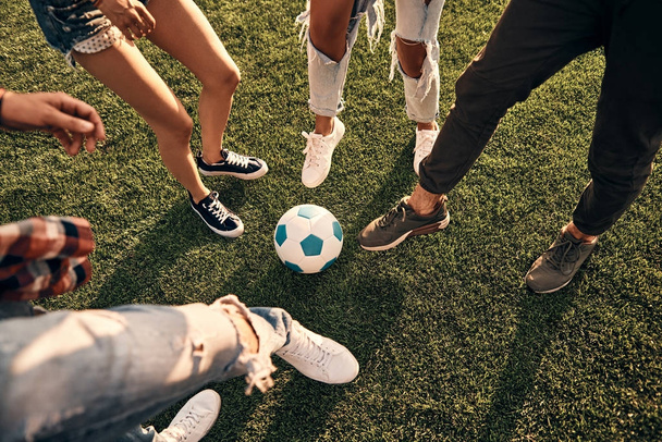 people in casual wear playing soccer - Photo, Image