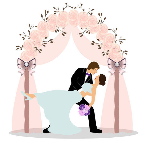 Весільна арка з нареченою і нареченим
. - Вектор, зображення