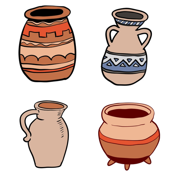 Ilustracja stary ceramiczne naczynia wektor ilustracja - Wektor, obraz