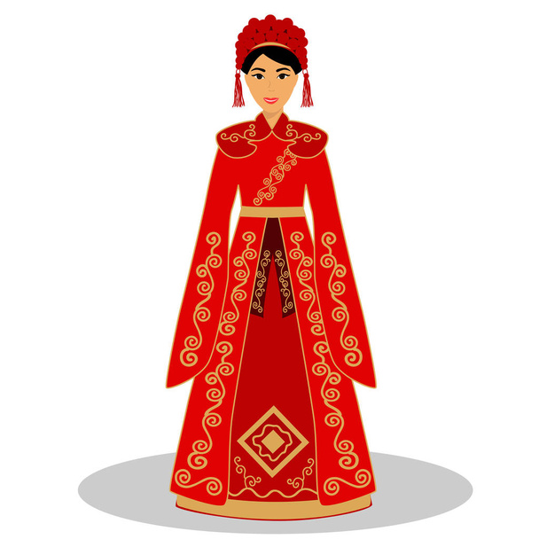 Hagyományos kínai menyasszony. - Vektor, kép