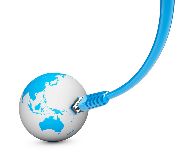 Kabel Ethernet, połączenia z Internetem, przepustowość. Świecie w Internecie. Połączenia świata, świata - Zdjęcie, obraz