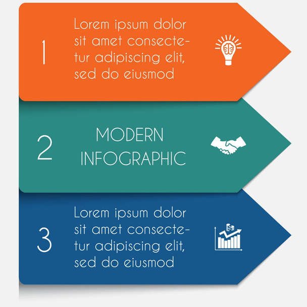 Template infographic horizontal colorful arrows lines 3 position - Διάνυσμα, εικόνα