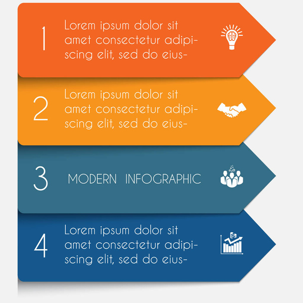 Template infographic horizontal colorful arrows lines 4 position - Vector, Imagen