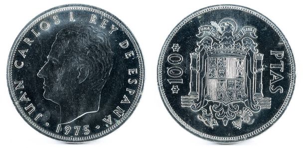 Oude Spaanse munt van 100 peseta 's - Foto, afbeelding