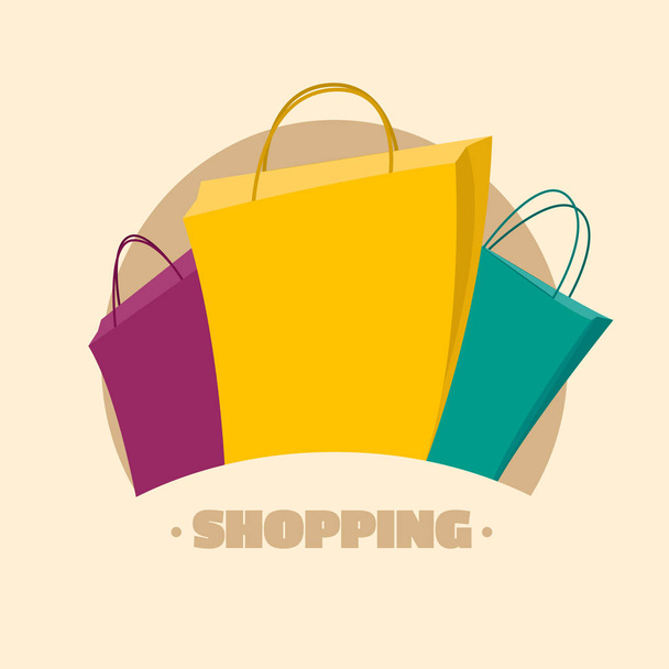 Shopping Banner template. Colorful paper bag. Discount concept. - Vetor, Imagem