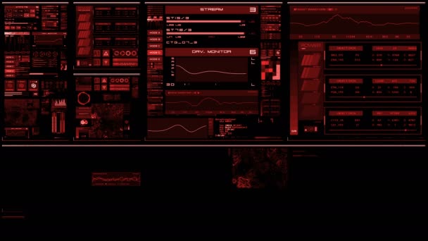 Czerwony futurystyczny interfejs/cyfrowy ekran/Hud - Materiał filmowy, wideo
