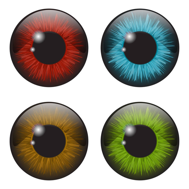  Iris oog realistische vector decorontwerp geïsoleerd op witte backgro - Vector, afbeelding