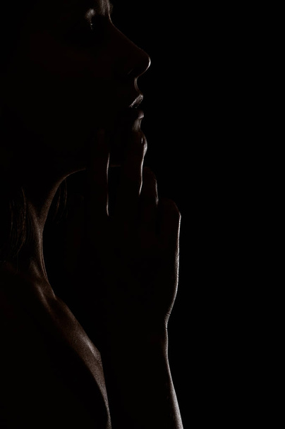 Beautiful woman profile silhouette - Fotoğraf, Görsel