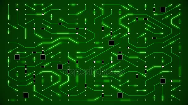 Green Circuit Animation Motherboard-Schleife - Filmmaterial, Video