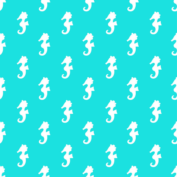 pattern with white sea horse - Vector, imagen