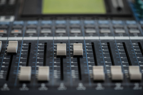 Analogic Sound Mixer. Professional audio mixing console radio and TV broadcasting - Photo, Image