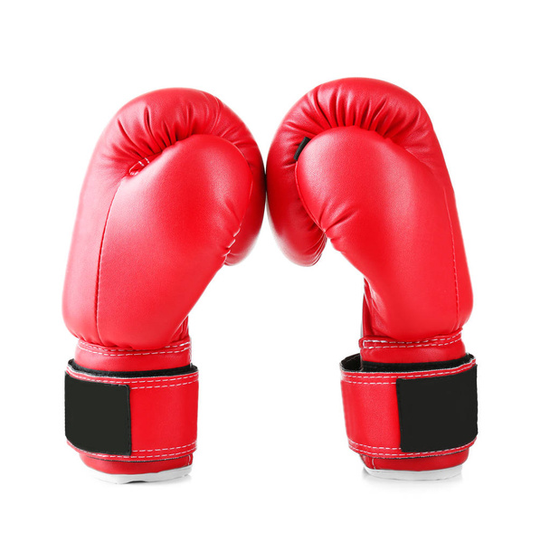 Pair of red boxing gloves, isolated on white - Foto, Imagem