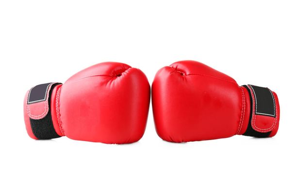 Pair of red boxing gloves, isolated on white - Fotó, kép