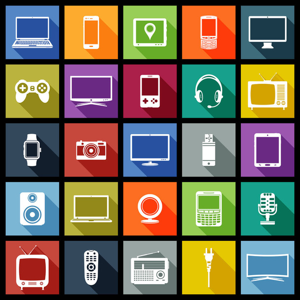Electronic devices flat design icons - Vector, afbeelding