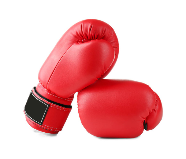 Pair of red boxing gloves, isolated on white - Fotografie, Obrázek