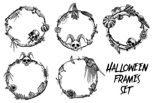 Halloween frame banner set for calligraphy with Scary Halloween  - Vector, afbeelding