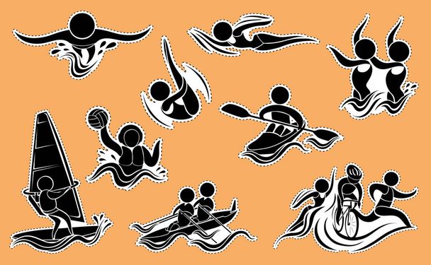 Sport icons for water sports - Vector, Image