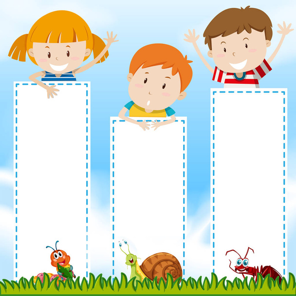 Border template with kids in the park - Vector, Image