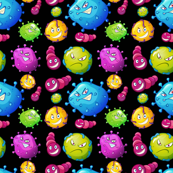 Бесшовный фон с цветным вирусом
 - Вектор,изображение