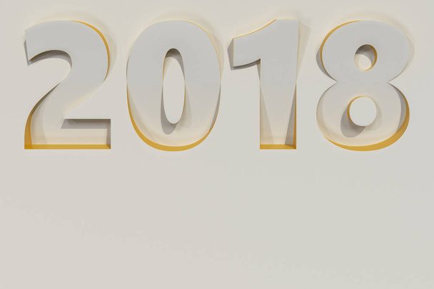 2018 number bas-relief on white surface with yellow sides - Foto, immagini