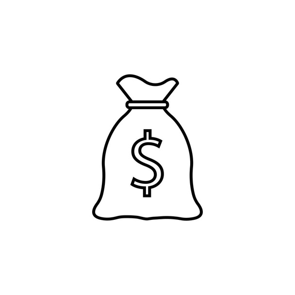 Εικονίδιο γραμμή τσάντα χρημάτων, χρηματοοικονομικό και επιχειρηματικό - Διάνυσμα, εικόνα