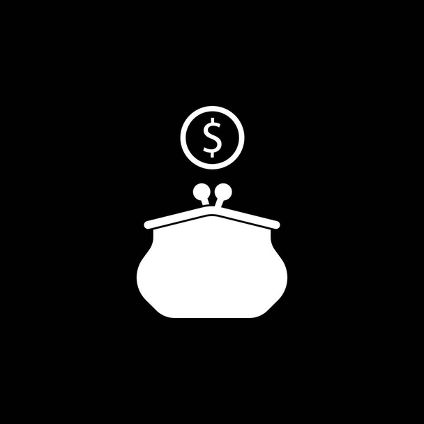 Az erszényes dollár érme tömör ikon pénzügyek - Vektor, kép