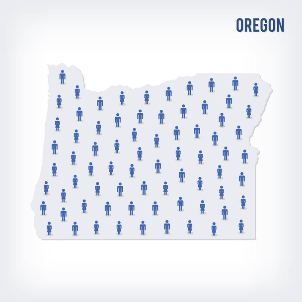 Mapa de pessoas vetoras do estado do Oregon. O conceito de população
. - Vetor, Imagem