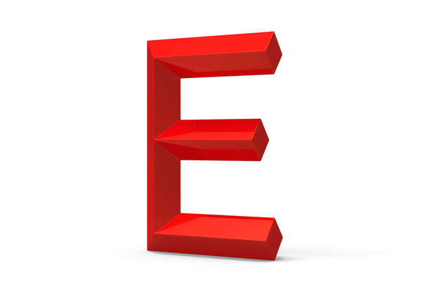 3D render red beveled alphabet E - Foto, afbeelding