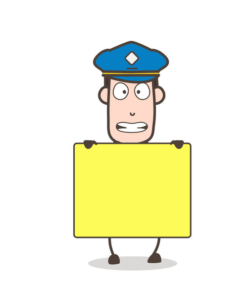 Scared Postman with Blank Banner - Vector, Image