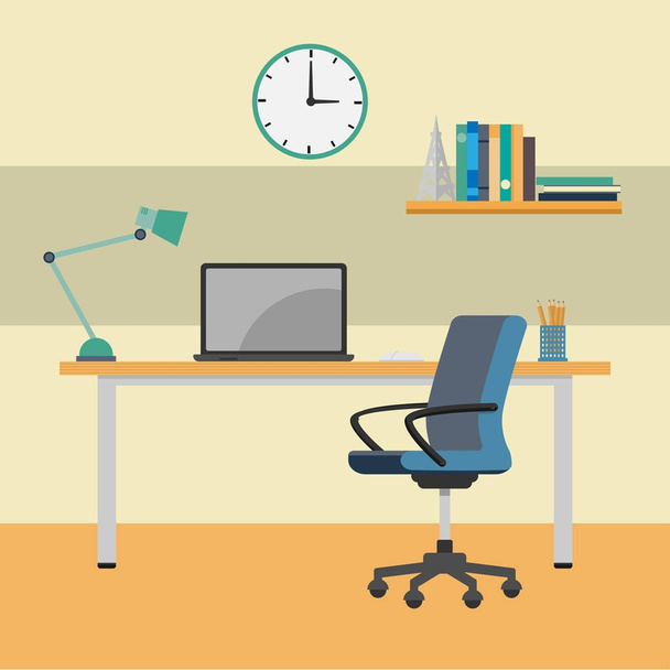 Рабочий стол Home Office - векторный плоский дизайн
 - Вектор,изображение