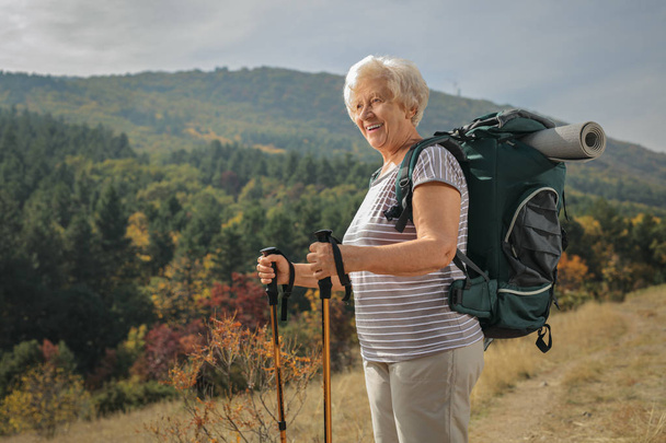 Elderly female hiker - 写真・画像