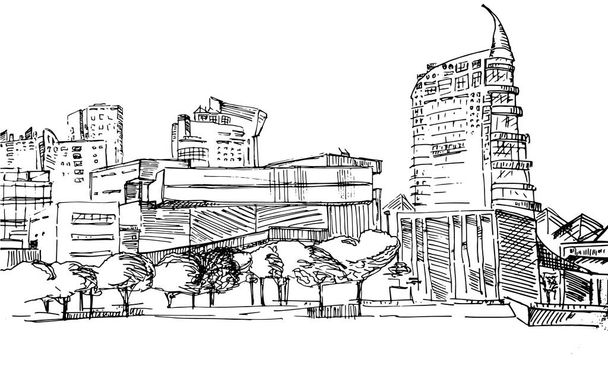 Ескіз Лісабон сучасні будинки - Вектор, зображення