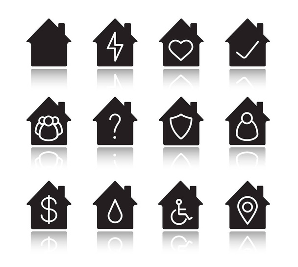 huizen icons set - Vector, afbeelding