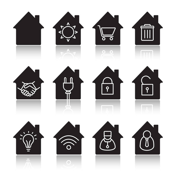 Houses icons set - Vector, Image