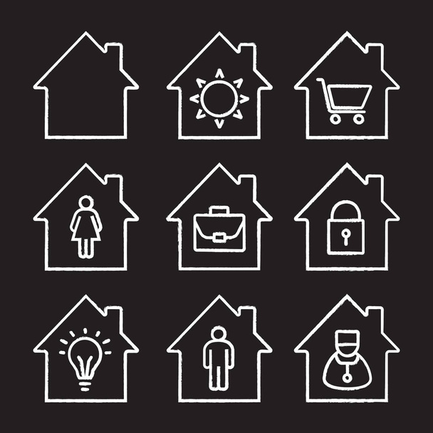 Houses icons set - Vector, Image