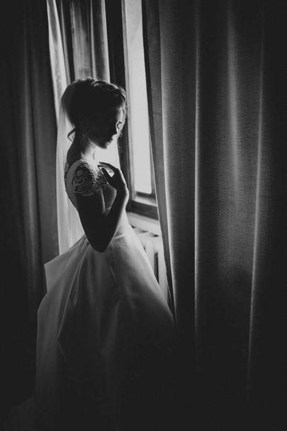  bride in white wedding dress - Foto, Imagen
