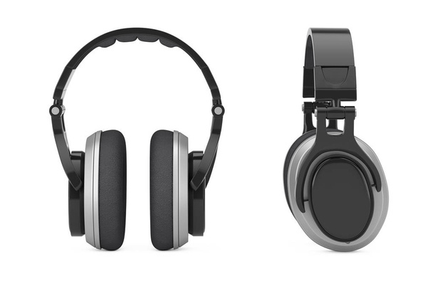 Fekete vezeték nélküli fejhallgató extrém Vértes. 3D-leképezés - Fotó, kép