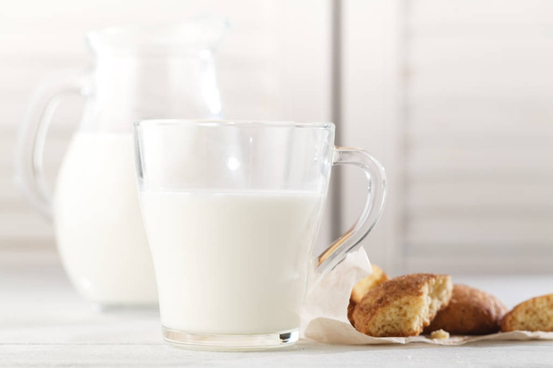 Freshly baked snickerdoodle cookies  with old-fashioned milk jug - Fotoğraf, Görsel