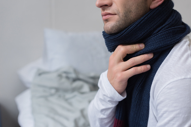 sick man with scarf over neck - Photo, Image