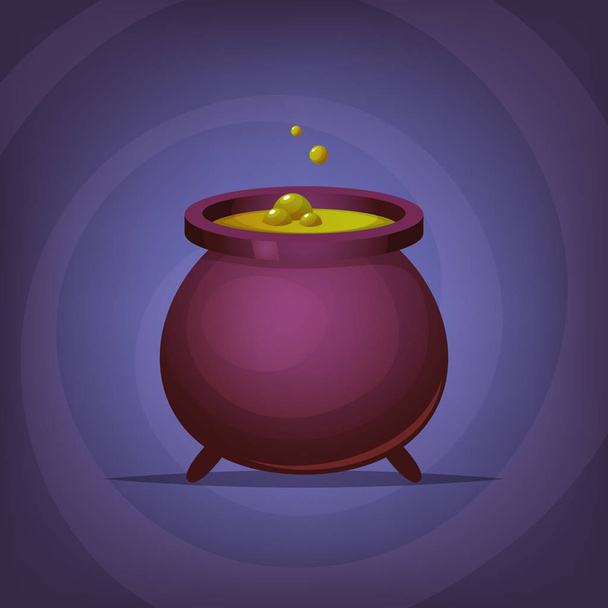Halloween witch magic cauldron. Cartoon Magical Potion Pot. - Vector, Image