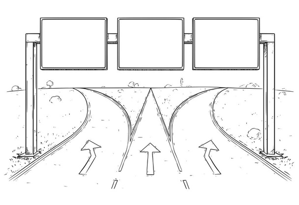Tekening van lege lege verkeersbord op snelweg - Vector, afbeelding