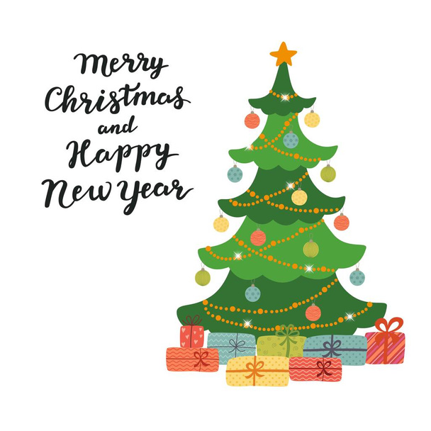 Veselé Vánoce a šťastný nový rok blahopřání, izolované vektorové ilustrace, plakát, pohlednice nebo pozadí - Vektor, obrázek